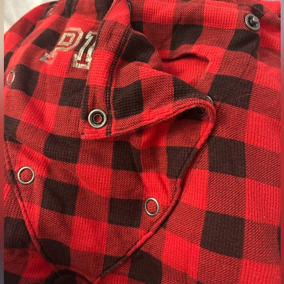 RARE VS PINK Plaid Onesie Pajamas Butt Flap PJs S Victoria’s Secret Bodysuit - Picture 8 of 10